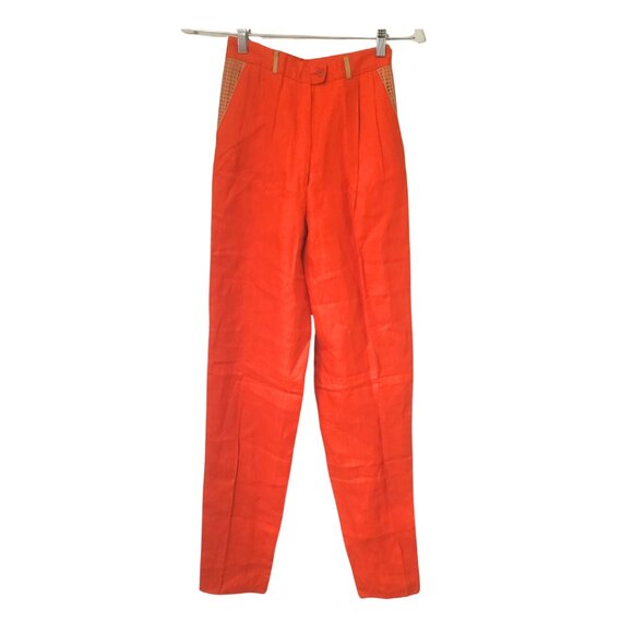 Schiatti & Co For Le Player Red Pants with Leather Detail. Size  XS (Designer si - Picture 5 of 6